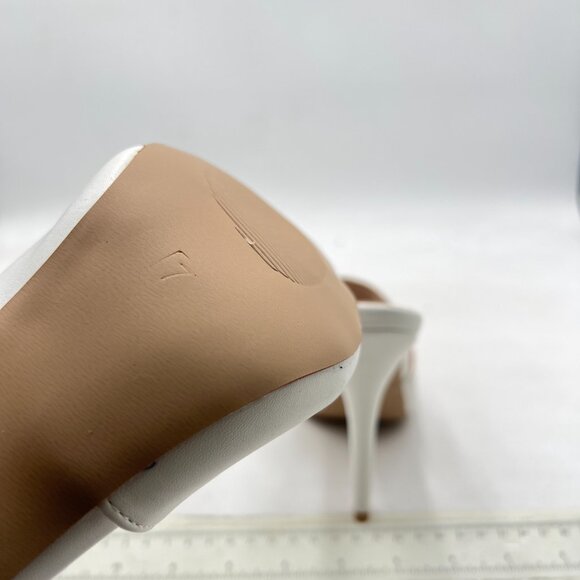 FOWT White Pointed Toe Classic Mules Slide Womens Stylish Thin High Heel Sandals - Picture 6 of 8